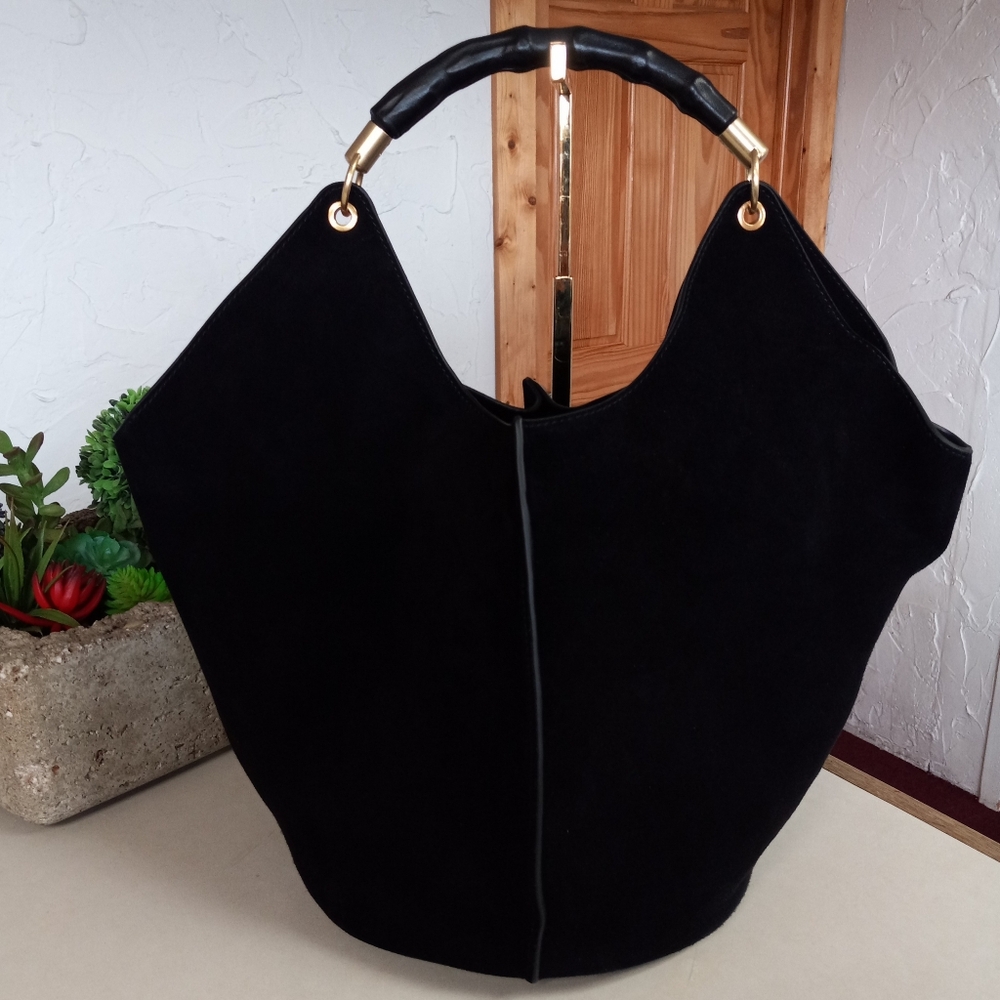J.McLaughlin Large, Black Suede Sanne Top Handle Tote - Picture 4 of 16